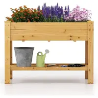 Northix Erhöhtes Gartenbeet aus Holz mit Ablage und Drainagelöchern, 120 x 60 x 81 cm