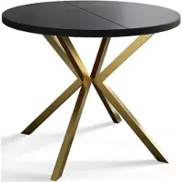 Alpi Möbel Alpi Moebel, Runder Esstisch Loft Liten, Modern Ausziehbarer Tisch 100-180 cm, Schwarz mit Gold Metallbeinen