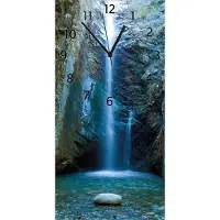 Wallario Design Wanduhr bedruckt, Größe 30 x 60 cm, Motiv: Wasserfall bei Sonneneinfall