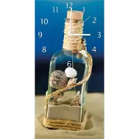 Wallario Design Wanduhr bedruckt, Größe 30 x 60 cm, Motiv: Flaschenpost vom Meer
