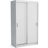 Masseno Schiebetürenschrank NICOLA 120/215/60 cm 2-türig Schlafzimmer Schrank Kleiderschrank mit Spiegel Weiß