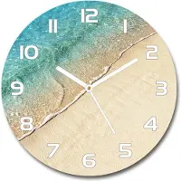 Tulup Wanduhr aus Glas 30fi Glasbild Glasuhr Gehärtetes Glas - weisse-zeiger - Wave on the beach