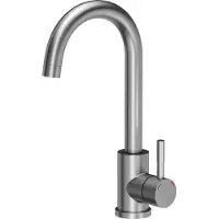 Quadron Küchenarmatur KATE SteelQ Mischbatterie 360°, Farbe: Stahl, Höhe: 22,3 cm QFix-Funktion, Drehung- Wasserhahn für Küche aus Edelstahl