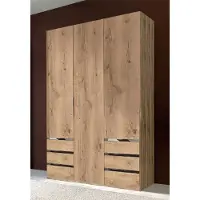 Wimex Kleiderschrank Level Drehtürenschrank 150x58x236cm plankeneiche 3-türig