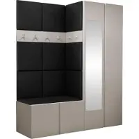 Mirjan 24 Garderoben-Set Orion XII, Garderobe mit Sitzbank mit 11 x Wandpanel 42x42 (Farbe: Cashmere, Soft 011)