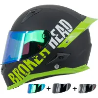 Broken Head BeProud Pro Grün Mirror Edition + Schwarzes & Grün Verspiegeltes Vis... XS (53-54 cm)