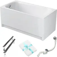 Cersanit | Badewanne - Rechteckbadewanne Nao 140x70 - Weiß - Mit Siphon - Acryl - Inklusive Füße - mit Verkleidung