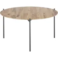 Freiraum Couchtisch >ASSUAN< in eichenfarben, Massivholz/ Metall - 38x74cm (HxD)
