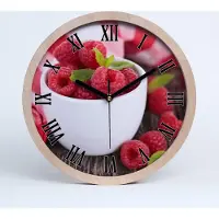 Tulup Holzuhr 20fi cm wanduhr - schwarze Spitzen - Himbeeren in einer Schüssel