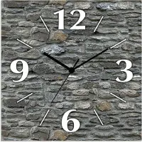 ARTland Wanduhr auf Alu Quarzuhr - schwarzer Zeiger Schiefermauer Größe: 30x30 cm