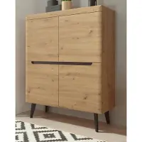 Furn.Design Highboard Ronson in Artisan Eiche und schwarz skandinavisch, Kommode 107cm