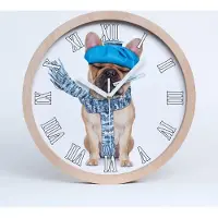 Tulup Holzuhr 20fi cm wanduhr - weiße Spitzen - kranker Hund