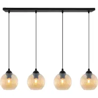 Light11 HOME Riffle Hängelampe Schwarz 4 Flache Honigschirme Kugel E27