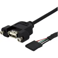 StarTech.com .com 30cm USB 2.0 Blendenmontage Kabel - USA A auf Mainboard Pfostenstecker Buchse - Bu/Bu, 0,3 m, USB A, Weiblich/Weiblich, Schwarz