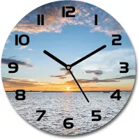 Tulup Wanduhr aus Glas 30fi Glasbild Glasuhr Gehärtetes Glas - schwarze-zeiger - Twilight by the sea