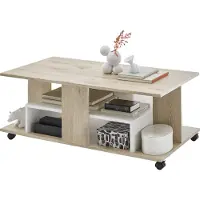 Bega Couchtisch MONDELLO mit Ablageflächen und Rollen, Eiche und Weiß Optik