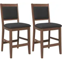 Syfax Barhocker mit Kissen 2 Stk. Braun Massivholz Gummibaum