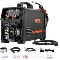 Vevor Pro MIG-Schweißgerät, 250 Ampere Pluse MIG-Schweißer, 5-in-1 Synergie-Welder Gasloses MIG, Gas-MIG, MMA, Lift-TIG, MIG Pluse mit IGBT-Wechselrichtertechnologie und LCD-Bildschirmanzeige