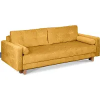 Konsimo Schlafsofa 3-Personen zeitloses Design mit weiche Sitzfläche und hohe Rückenlehne "ERISO", gelb, Chenille-Stoff, Scandinavian, 220x80x100cm