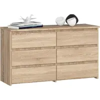 Akord Kleine Kommode CL100 Sonoma-Eiche 100 cm 6 Schubladen B100 x H57 x T35 cm