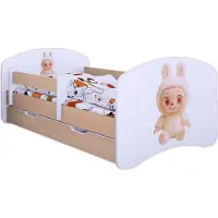 BDW , Kinderbett mit Matratze, Lattenrost, Schublade, LABU, Craft-Eiche, 160x80