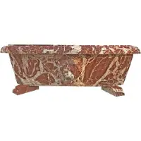 Casa Padrino Luxus Barock Badewanne Löwenkopf Rot / Weiß 180 cm - Freistehende Marmor Badewanne - Bad Accessoires - Edel & Prunkvoll