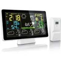 Brandson WLAN-Wetterstation mit Funk-Außensensor, Funkwetterstation, Thermometer und Hygrometer, Tuya Smart App, 7,5 Zoll Farbdisplay, Wetterprognose für 4 Tage, schwarz