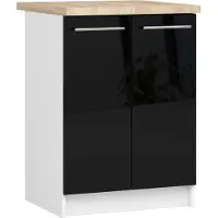 Akord Küchenschrank OLIWIA S60 Weiß 60 cm Schwarz Hochglanz B60xH85xT46 cm