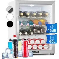 Klarstein Mini Kühlschrank mit Glastür, Mini-Kühlschrank für Zimmer, Getränkekühlschrank Klein mit Verstellbaren Ablagen, Kleiner Kühlschrank mit Wellenform-Racks, 60 Liter Kühlschrank Leise