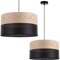Light11 HOME Einzelne Hängelampe, klassischer Lampenschirm aus Eichenfurnier, 40 cm