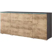 MINIO go for it , Kommode "VEVE", 150 cm, mit LED Beleuchtung, Graphit Matera / Kastanien Breslau Farbe