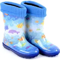 Demar Kinder Bunte Gummistiefel Regenschuhe mit Einlage reflektierend Gefüttert 24/25