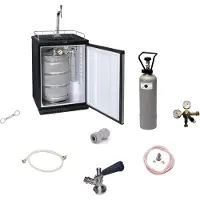 Ich-zapfe Komplett Set - Fassbierkühlschrank bis zu 50L Fässer (Bierbar) - inkl. Schanksäule Elegant und Kompensatorhahn, Zapfkopf:NC Adapter