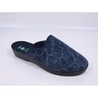 Adanex Damen Hausschuhe organic 29833 blau mit Blattmotiv, geschlossene Spitze