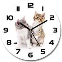 Tulup Wanduhr aus Glas 30fi Glasbild Glasuhr Gehärtetes Glas - schwarze-zeiger - Two small cats