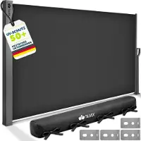 Tillvex Seitenmarkise 160x400 cm Anthrazit ausziehbar & Blickdicht | Sichtschutz für Balkon, Garten & Terrasse | Seitenrollo mit Wandhalterung | Sonnenschutz aus rostfreiem Stahl | Markise Windschutz
