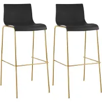 CLP Barhocker 2er Set Hover aus Kunststoff Gold mit Vierfußgestell, 75 cm Sitzhöhe