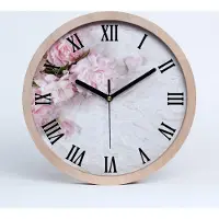 Tulup Holzuhr 20fi cm wanduhr - schwarze Spitzen - Pfingstrosen