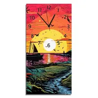 Wallario Design Wanduhr bedruckt, Größe 30 x 60 cm, Motiv: Verwunschenes Flussdelta