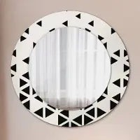 Coloray Ø60cm Spiegel - Glasrahmen mit Aufdruck - Wandspiegel Schlafzimmer - Abstrakt geometrisch