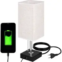 MasterLed Nachttischlampe E27 schwarz USB-A USB-C 39 cm