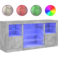 Syfax Sideboard mit LED-Leuchten Betongrau 142,5x37x67 cm