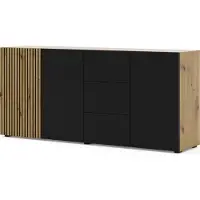 BIM Sp. z o.o. Kommode AURIS 3D3S 180 cm Schrank mit 3 Türen 3 Schubladen Artisan Eiche / Schwarz Matt