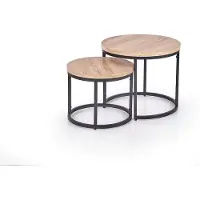 Halmar Runden Konferenztisch (2 Stck) Oreos - Eiche Sanremo / Schwarz