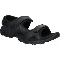 American Club HL159 Solide Herrensandalen, Innensohle aus echtem Leder, Sandalen mit Klettverschluss, Schwarz 47
