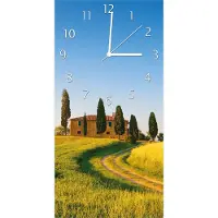 Wallario Design Wanduhr bedruckt, Größe 30 x 60 cm, Motiv: Villa in der Toskana