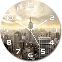 Tulup Wanduhr aus Glas 30fi Glasbild Glasuhr Gehärtetes Glas - weisse-zeiger - Manhattan New York