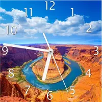 Wallario Design Wanduhr Hufeisenförmiger Mäander des Colorado River aus Echtglas, Größe 20 x 20 cm
