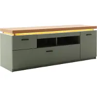 Lomadox Wohnzimmer-Fernsehschrank mit156 cm Breite in Grün mit Eiche, 1 Tür, 2 Schubladen, 2 Fächer, LED-Akzentbeleuchtung - MOSTAR-05