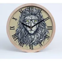 Tulup Holzuhr 20fi cm wanduhr - schwarze Spitzen - Löwe hipster